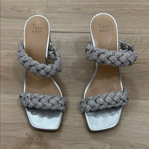A New Day Women's Braided Sandals - Silver and Black